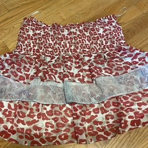 Kiss lips tiered mini skirt - pink